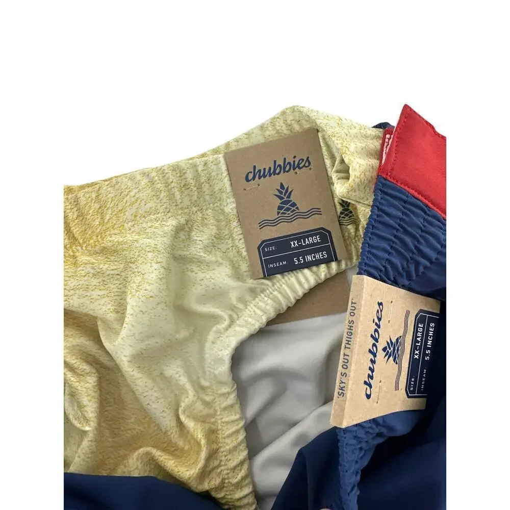 Chubbies Navy The Hidden Golds Tear-Away Swim Trunk Size XXL